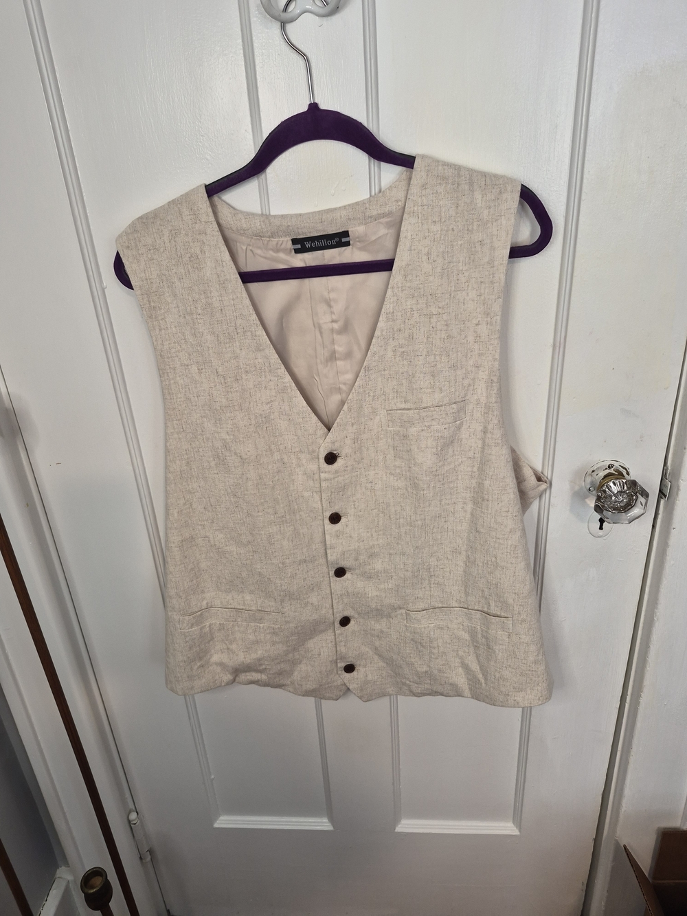 Women's Cream Sleeveless Button Vest